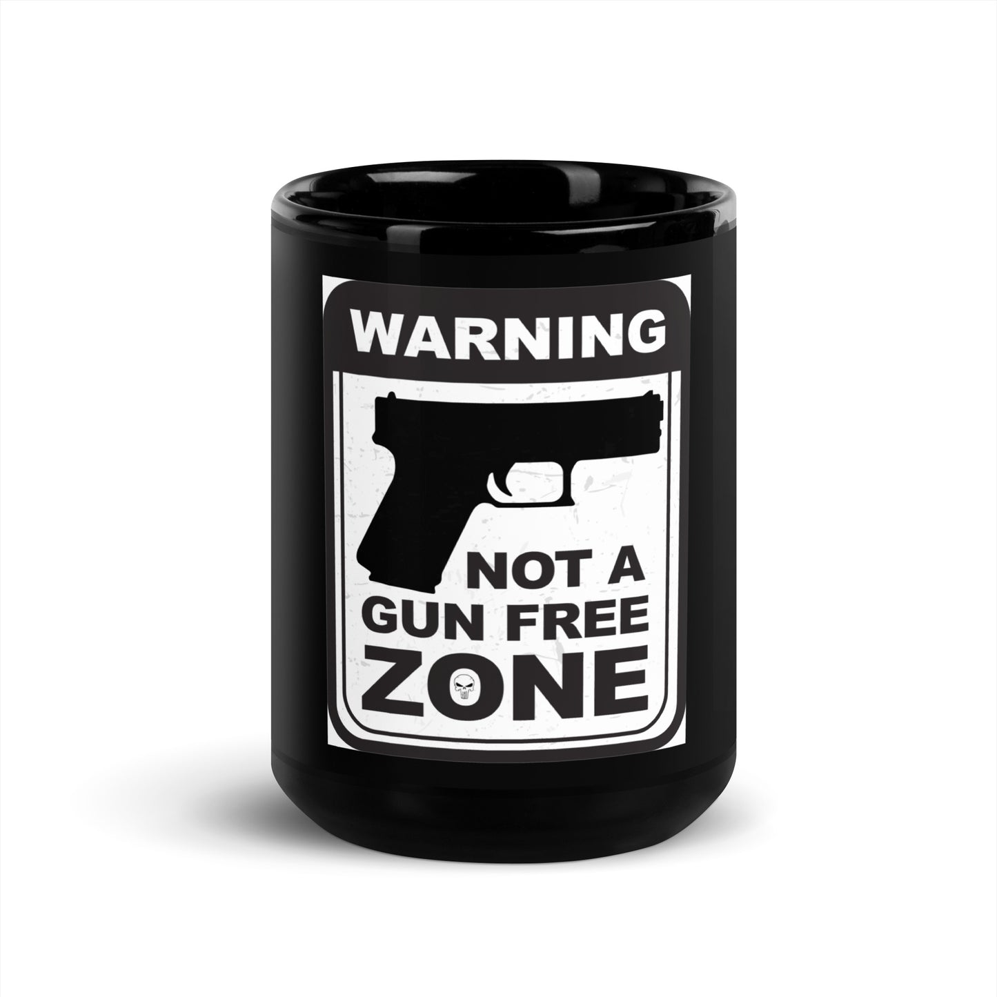 GUN FREE ZONE 15 OZ BLACK COFFEE MUG