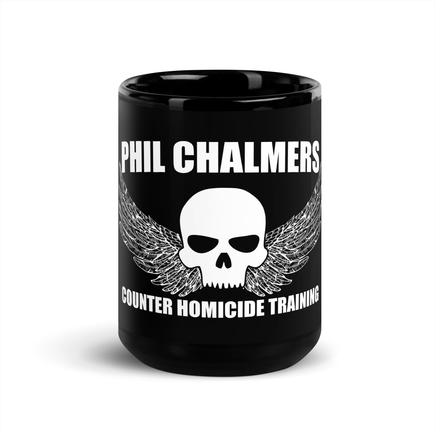 PHIL CHALMERS COUNTER HOMICIDE WINGS 15 OZ BLACK COFFEE MUG